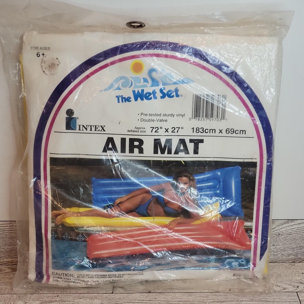 Vintage Sealed Intex The Wet Set Inflatable Pool Air Mat Float 72 x 27" NOS 1992